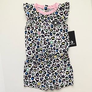NWT Converse Toddler Girl Colorful Cheetah Print Romper